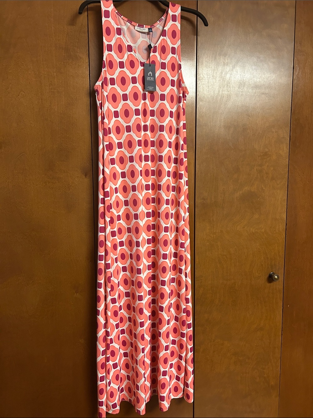 Cabana Life Pink & Coral Geometric Tank Maxi Dress